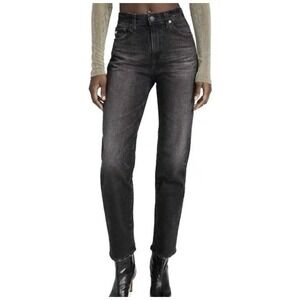 AG Saige High Waist Straight Leg Jeans Womens Size 27 Faded Black Gray